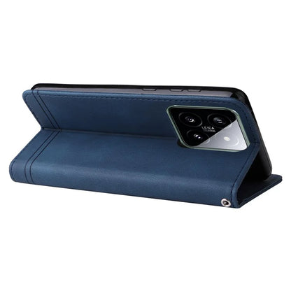 For Xiaomi 14 Phone Shell Imprinted Skin-touch PU Leather Stand Wallet Mobile Case