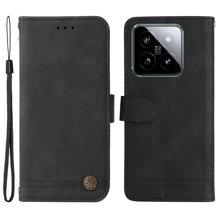 For Xiaomi 14 Phone Shell Imprinted Skin-touch PU Leather Stand Wallet Mobile Case