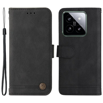For Xiaomi 14 Phone Shell Imprinted Skin-touch PU Leather Stand Wallet Mobile Case