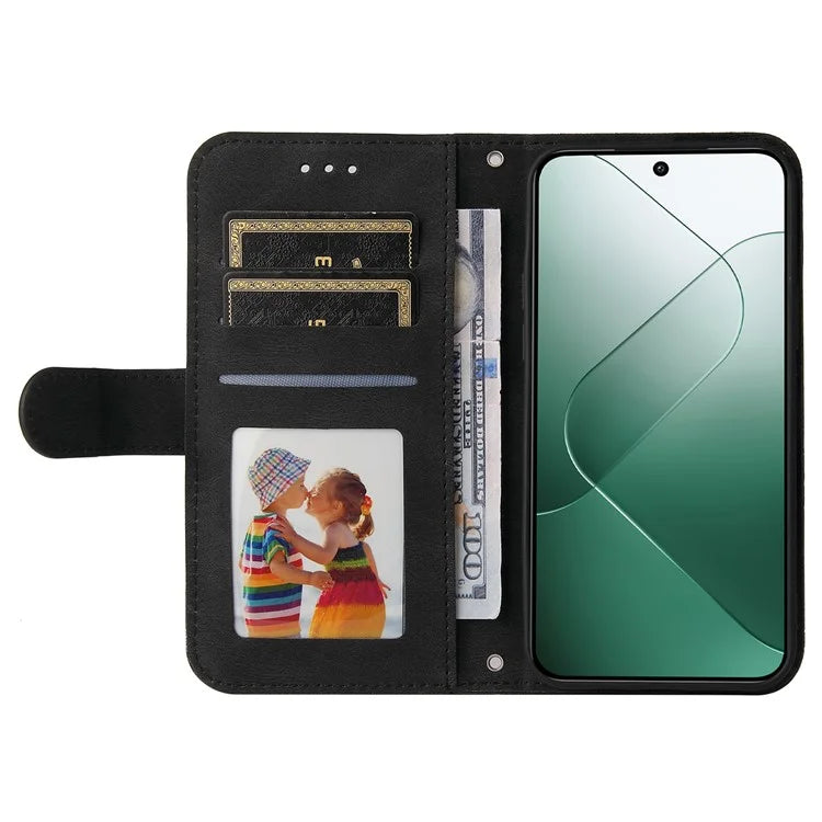 For Xiaomi 14 Phone Shell Imprinted Skin-touch PU Leather Stand Wallet Mobile Case