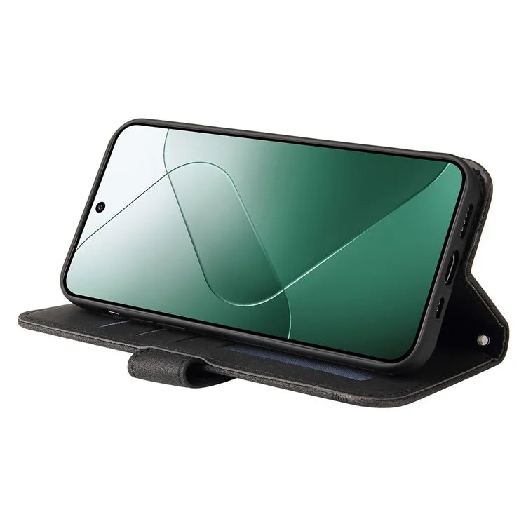 For Xiaomi 14 Phone Shell Imprinted Skin-touch PU Leather Stand Wallet Mobile Case
