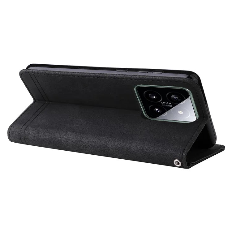 For Xiaomi 14 Phone Shell Imprinted Skin-touch PU Leather Stand Wallet Mobile Case