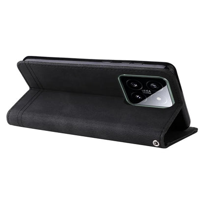 For Xiaomi 14 Phone Shell Imprinted Skin-touch PU Leather Stand Wallet Mobile Case