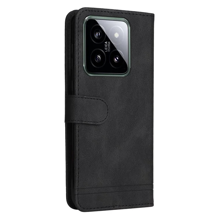 For Xiaomi 14 Phone Shell Imprinted Skin-touch PU Leather Stand Wallet Mobile Case
