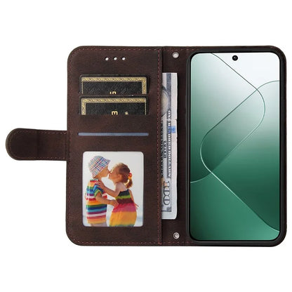 For Xiaomi 14 Phone Shell Imprinted Skin-touch PU Leather Stand Wallet Mobile Case