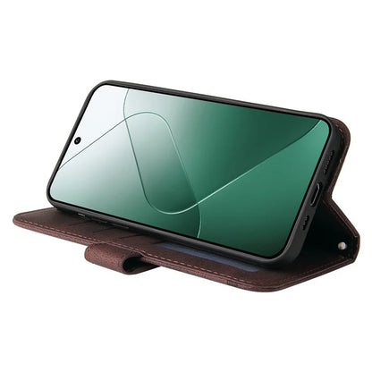For Xiaomi 14 Phone Shell Imprinted Skin-touch PU Leather Stand Wallet Mobile Case