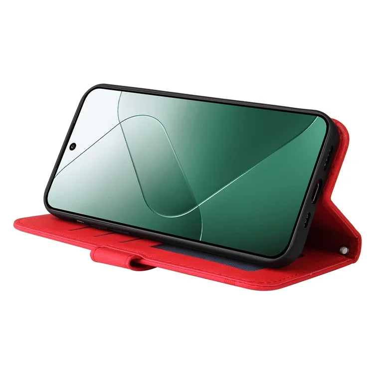 For Xiaomi 14 Phone Shell Imprinted Skin-touch PU Leather Stand Wallet Mobile Case
