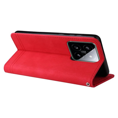 For Xiaomi 14 Phone Shell Imprinted Skin-touch PU Leather Stand Wallet Mobile Case