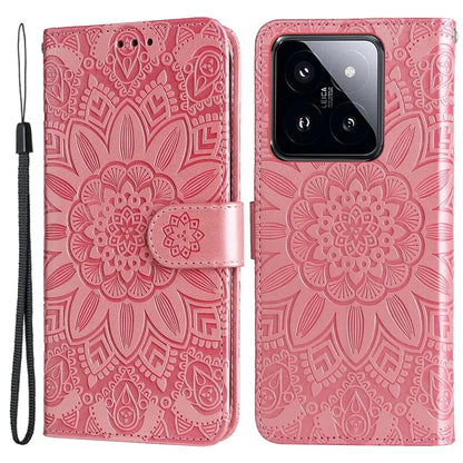 For Xiaomi 14 Pro Case PU Leather Stand Wallet Sunflower Pattern Phone Cover