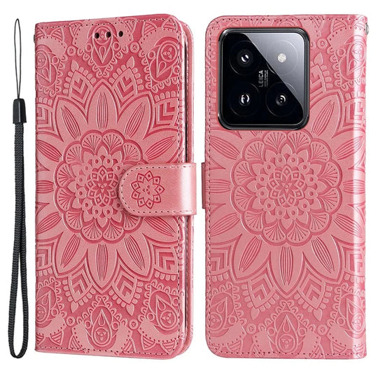 For Xiaomi 14 Pro Case PU Leather Stand Wallet Sunflower Pattern Phone Cover