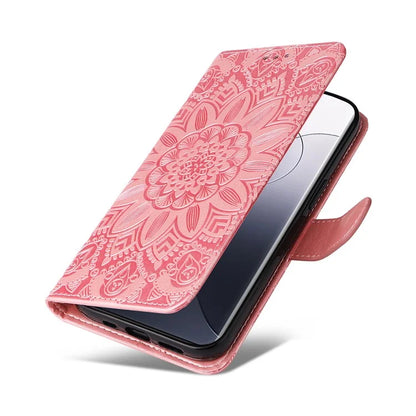 For Xiaomi 14 Pro Case PU Leather Stand Wallet Sunflower Pattern Phone Cover