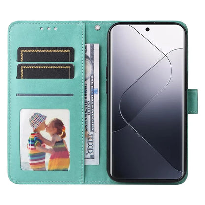 For Xiaomi 14 Pro Case PU Leather Stand Wallet Sunflower Pattern Phone Cover