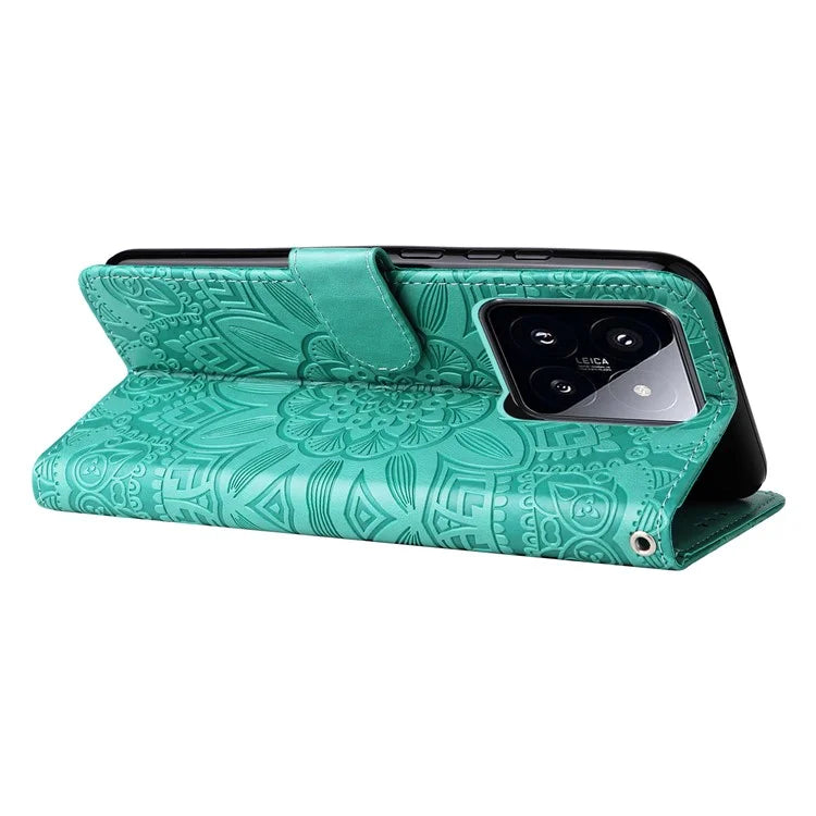 For Xiaomi 14 Pro Case PU Leather Stand Wallet Sunflower Pattern Phone Cover