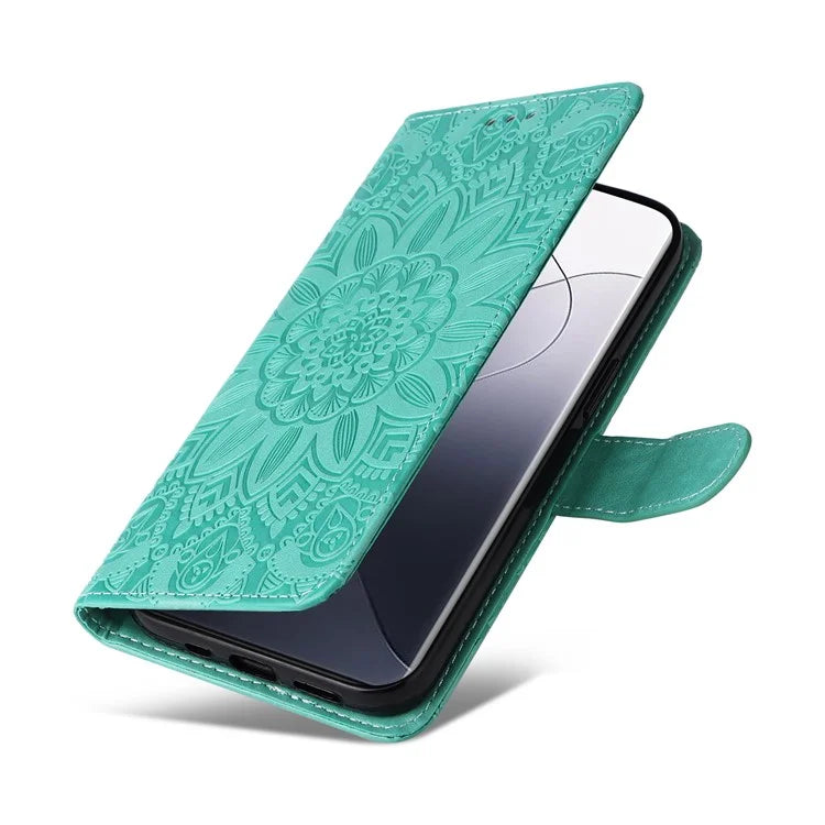 For Xiaomi 14 Pro Case PU Leather Stand Wallet Sunflower Pattern Phone Cover
