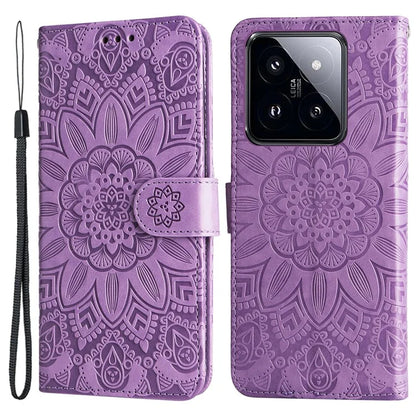 For Xiaomi 14 Pro Case PU Leather Stand Wallet Sunflower Pattern Phone Cover
