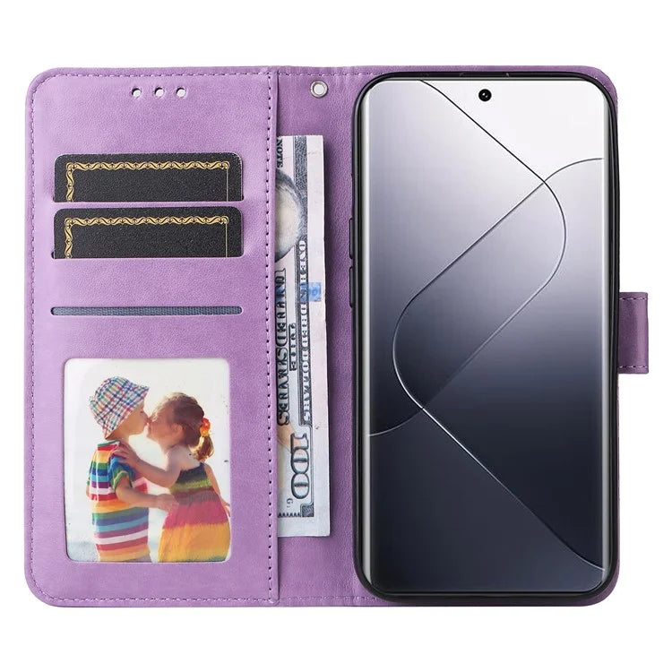 For Xiaomi 14 Pro Case PU Leather Stand Wallet Sunflower Pattern Phone Cover