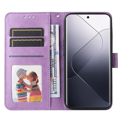 For Xiaomi 14 Pro Case PU Leather Stand Wallet Sunflower Pattern Phone Cover