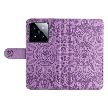 For Xiaomi 14 Pro Case PU Leather Stand Wallet Sunflower Pattern Phone Cover