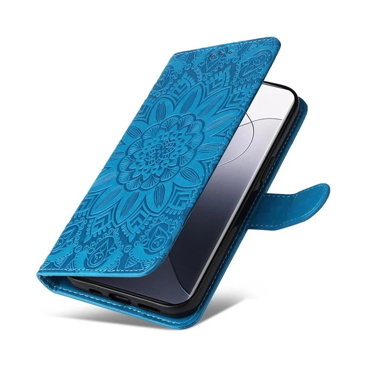 For Xiaomi 14 Pro Case PU Leather Stand Wallet Sunflower Pattern Phone Cover