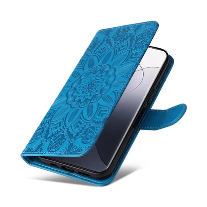 For Xiaomi 14 Pro Case PU Leather Stand Wallet Sunflower Pattern Phone Cover