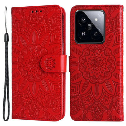 For Xiaomi 14 Pro Case PU Leather Stand Wallet Sunflower Pattern Phone Cover