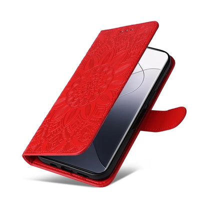 For Xiaomi 14 Pro Case PU Leather Stand Wallet Sunflower Pattern Phone Cover