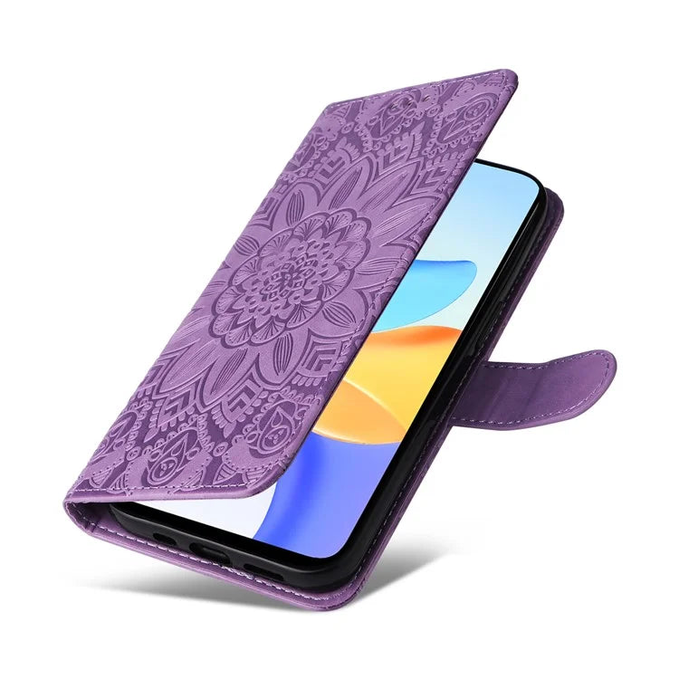 For Honor Play 50 Plus 5G Case Sunflower Imprinted Wallet Leather Cover
