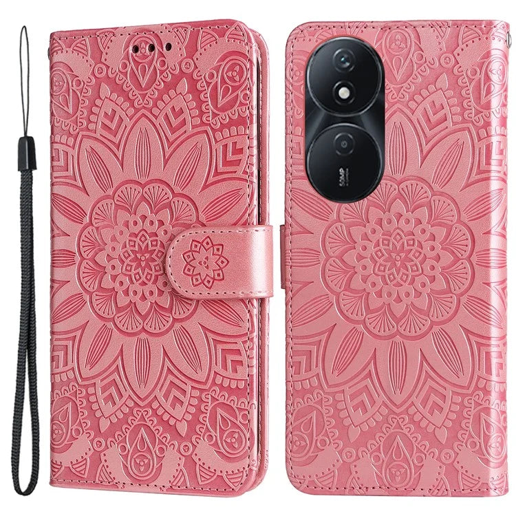 For Honor Play 50 Plus 5G Case Sunflower Imprinted Wallet Leather Cover