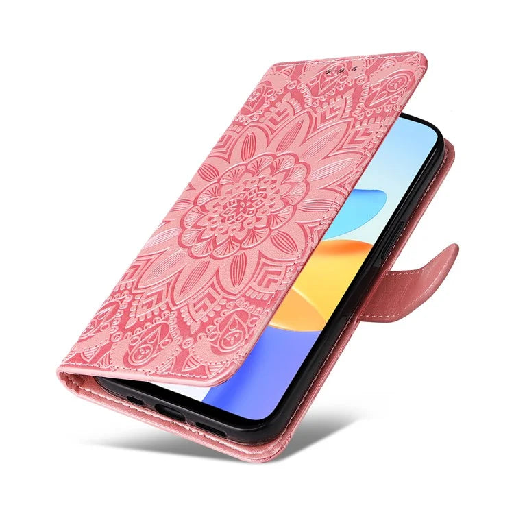 For Honor Play 50 Plus 5G Case Sunflower Imprinted Wallet Leather Cover