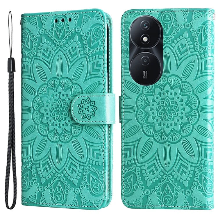 For Honor Play 50 Plus 5G Case Sunflower Imprinted Wallet Leather Cover