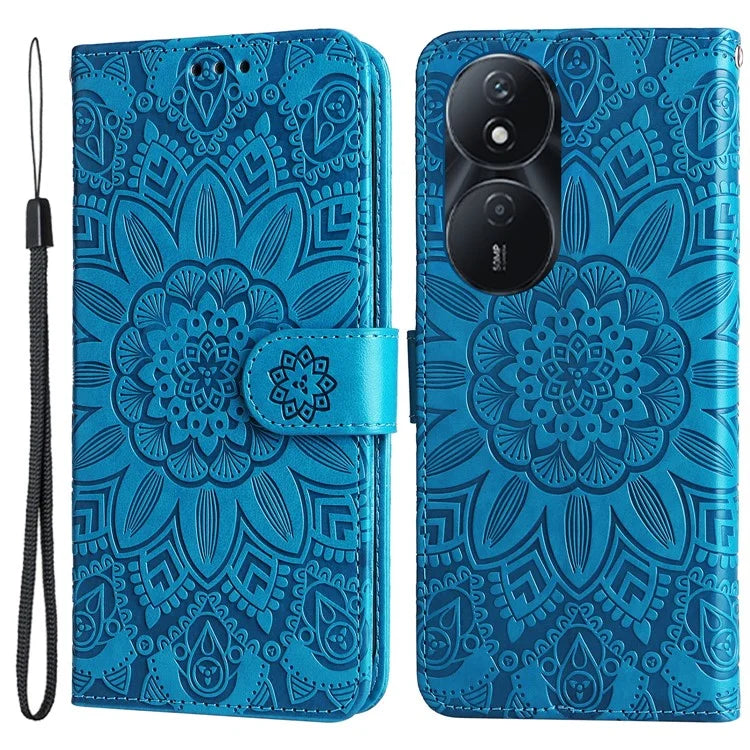 For Honor Play 50 Plus 5G Case Sunflower Imprinted Wallet Leather Cover