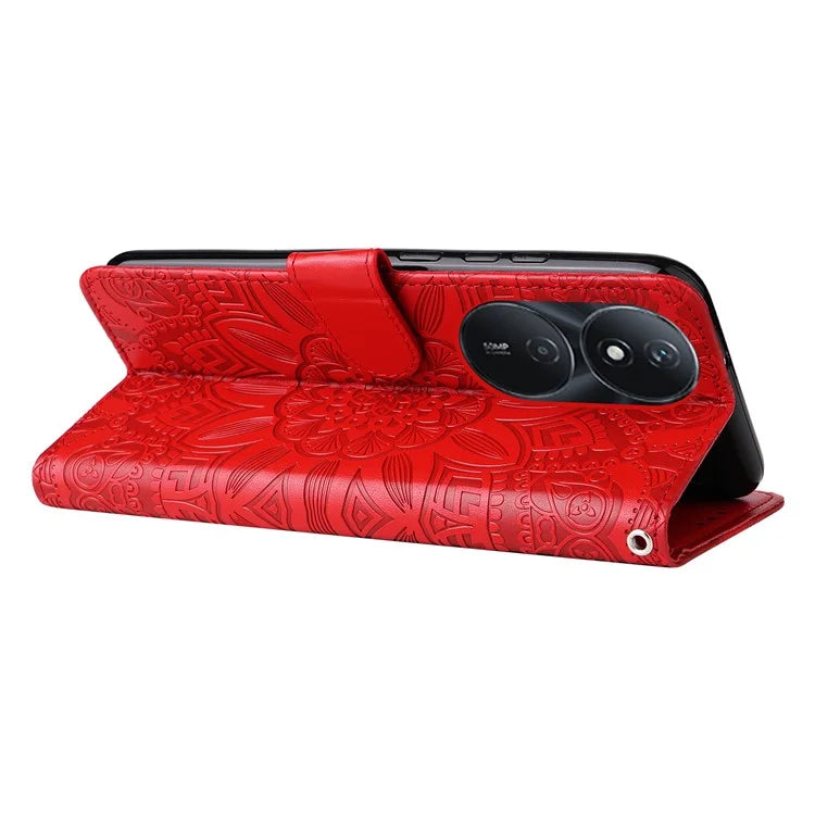 For Honor Play 50 Plus 5G Case Sunflower Imprinted Wallet Leather Cover