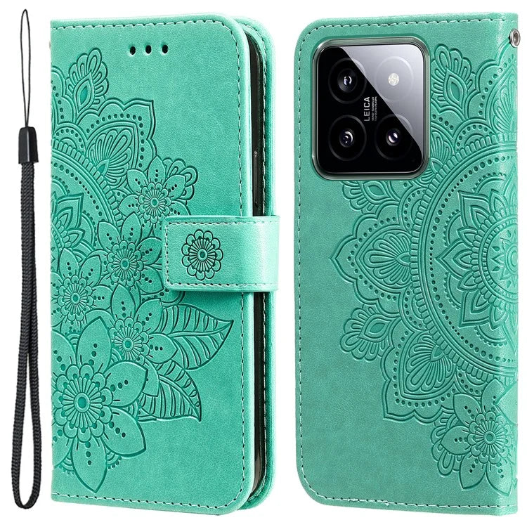 For Xiaomi 14 Case Anti-Fall Wallet Phone Case PU Leather Folio Flip Cover