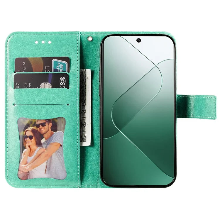 For Xiaomi 14 Case Anti-Fall Wallet Phone Case PU Leather Folio Flip Cover