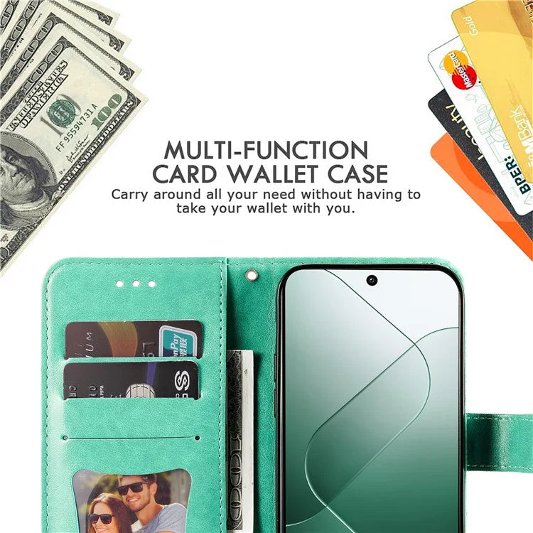 For Xiaomi 14 Case Anti-Fall Wallet Phone Case PU Leather Folio Flip Cover