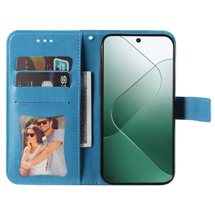 For Xiaomi 14 Case Anti-Fall Wallet Phone Case PU Leather Folio Flip Cover