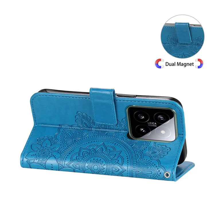 For Xiaomi 14 Case Anti-Fall Wallet Phone Case PU Leather Folio Flip Cover