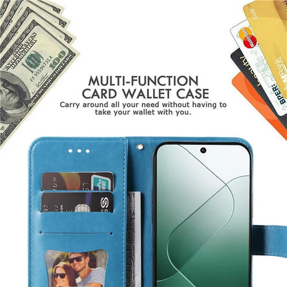 For Xiaomi 14 Case Anti-Fall Wallet Phone Case PU Leather Folio Flip Cover