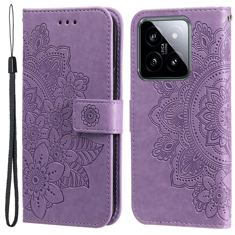 For Xiaomi 14 Case Anti-Fall Wallet Phone Case PU Leather Folio Flip Cover