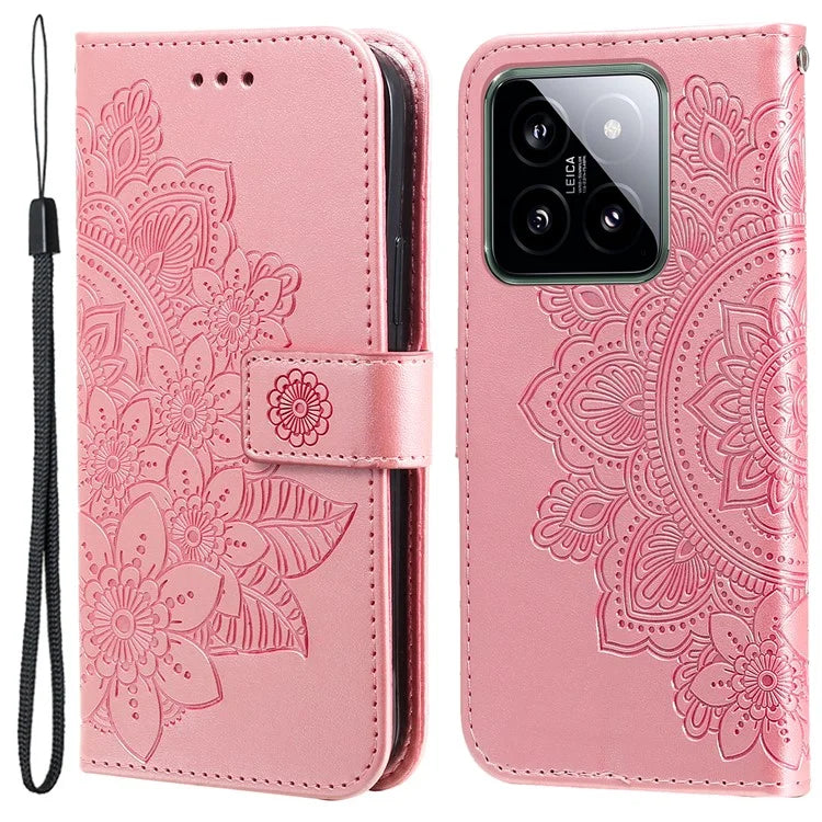 For Xiaomi 14 Case Anti-Fall Wallet Phone Case PU Leather Folio Flip Cover