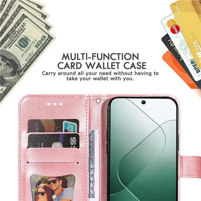 For Xiaomi 14 Case Anti-Fall Wallet Phone Case PU Leather Folio Flip Cover