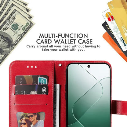 For Xiaomi 14 Case Anti-Fall Wallet Phone Case PU Leather Folio Flip Cover