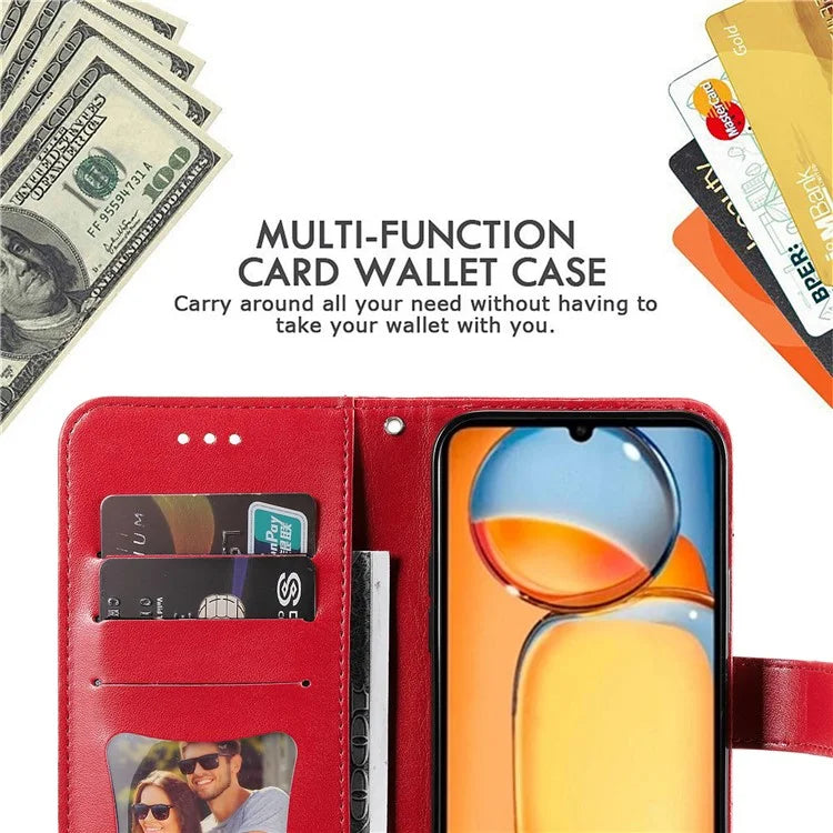 For Xiaomi Redmi 13C 4G / Poco C65 4G Case Anti-Scratch PU Leather Wallet Phone Cover
