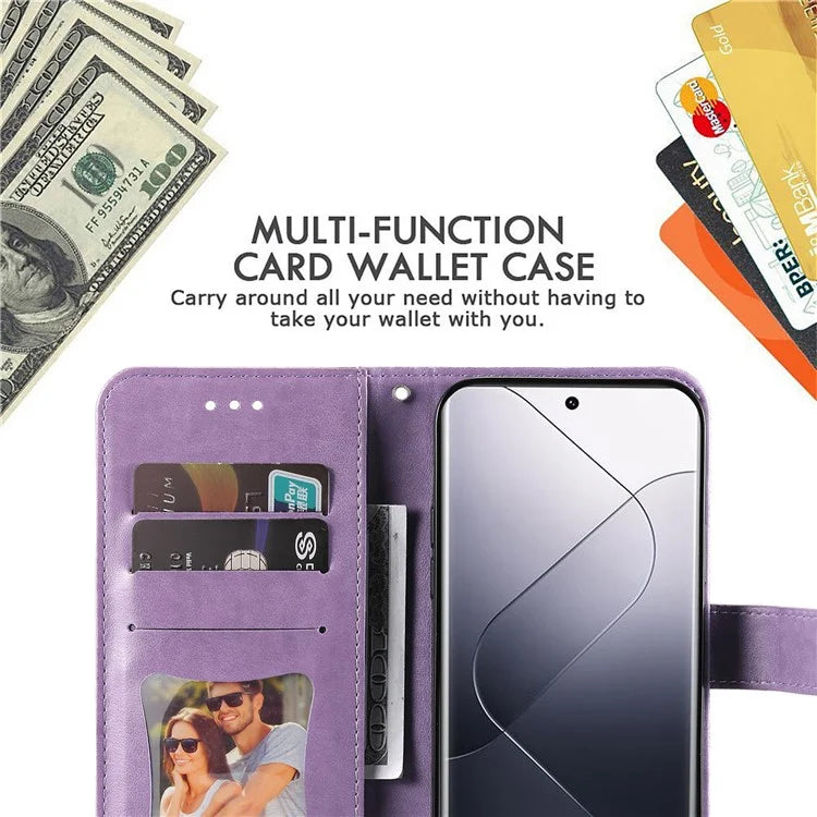 For Xiaomi 14 Pro Case Protective Wallet Phone Case Imprinted PU Leather Flip Cover