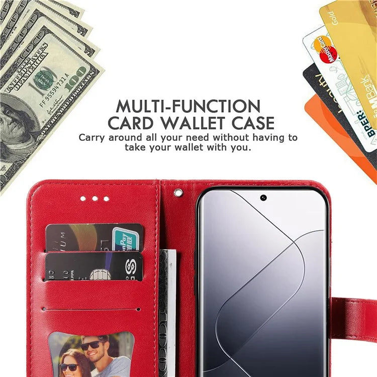 For Xiaomi 14 Pro Case Protective Wallet Phone Case Imprinted PU Leather Flip Cover