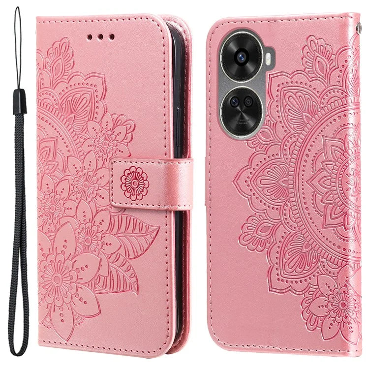 For Huawei nova 11 SE Case Flower Pattern Leather Folio Wallet Phone Cover