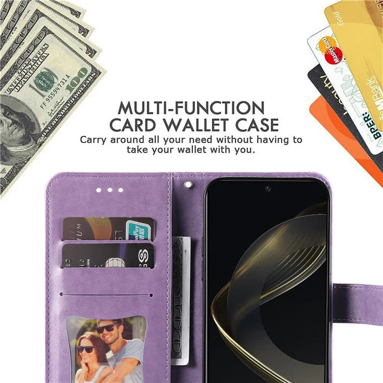 For Huawei nova 11 SE Case Flower Pattern Leather Folio Wallet Phone Cover