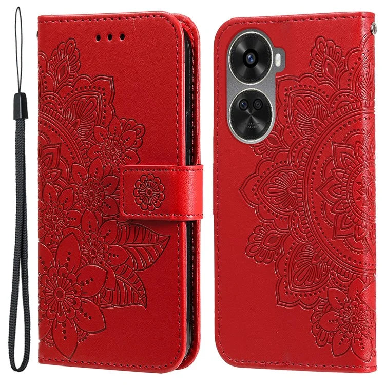 For Huawei nova 11 SE Case Flower Pattern Leather Folio Wallet Phone Cover