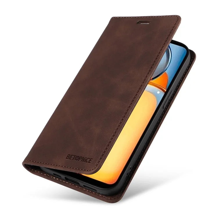 BETOPNICE 003 for Xiaomi Redmi 13C 4G / Poco C65 4G Case RFID Blocking Phone Foldable Stand Cover