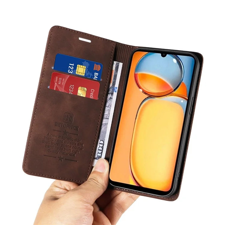 BETOPNICE 003 for Xiaomi Redmi 13C 4G / Poco C65 4G Case RFID Blocking Phone Foldable Stand Cover